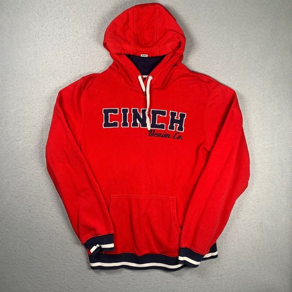 Cinch Other - Cinch Hoodie Mens Large Red Denim Co Embroidered Pullover Sweatshirt Western